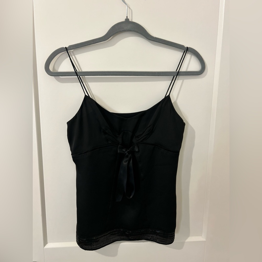 thrifted vintage satin bow tie top